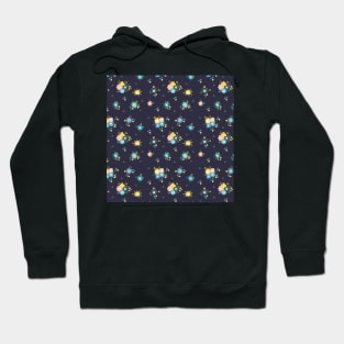 Cute flowers in dark blue background Hoodie